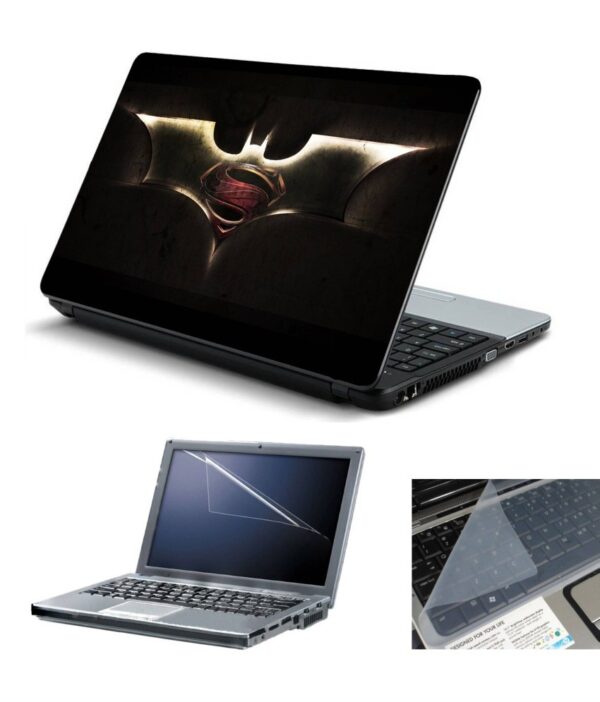 Print Shapes Steel Superman Vs Batman Laptop Skin With Screen Protector And Key Guard