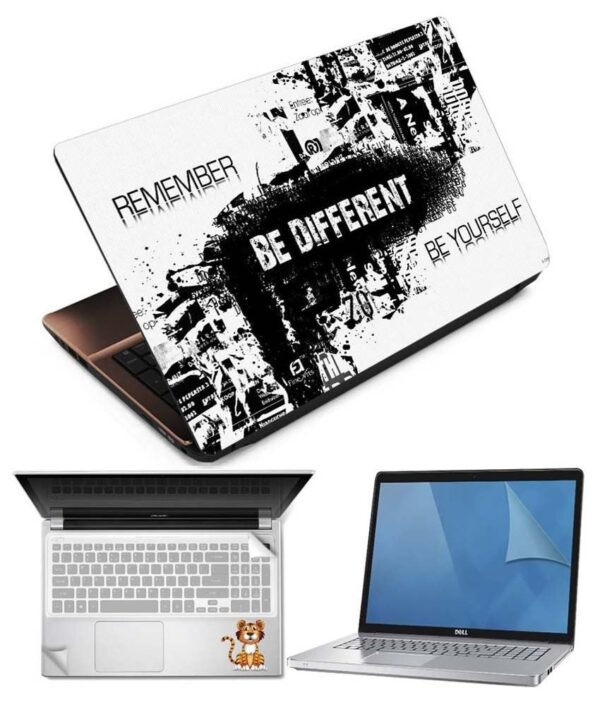 Indiashopers Be Different 4 in 1 Combo of 15.6 Inch Laptop Skins, Screen Guard, Key Protector and Palmrest Skin