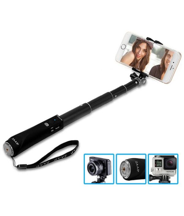 ZAAP NUSTAR1 Bluetooth Extendable Premium Selfie Stick with In-built Remote Shutter - 4000+ clicks per charge - For iPhone, An