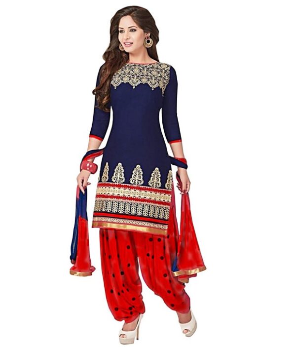 AWESOME FA Navy Cotton Semi Stitched Dress Material