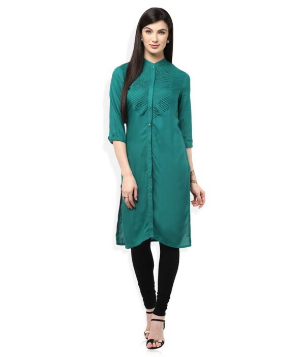 W Green Viscose Straight Kurti