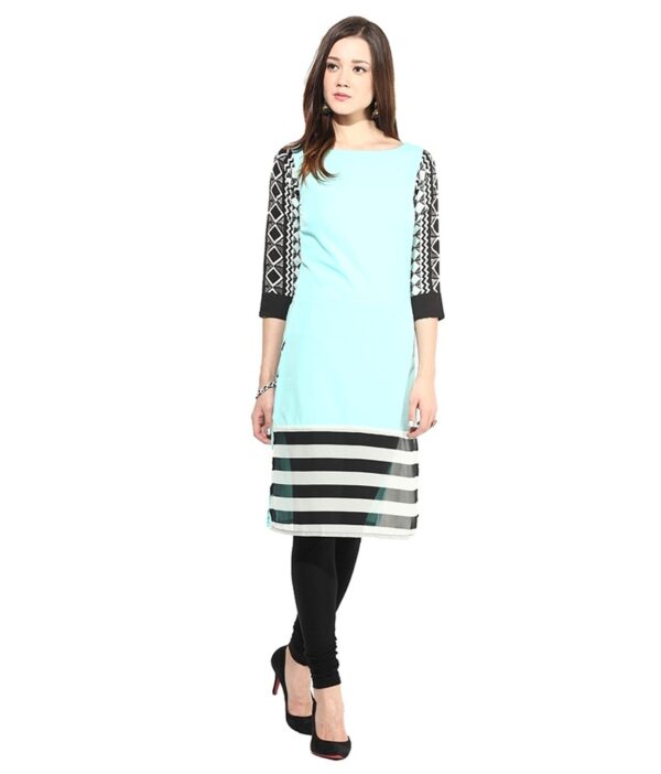 La Firangi Turquoise Crepe Straight Kurti