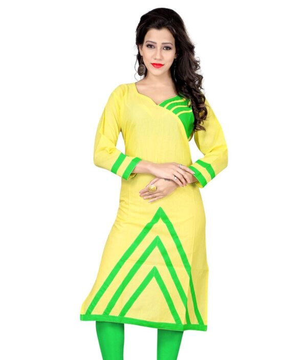 Khushi Fashion Yellow Cotton Kurti
