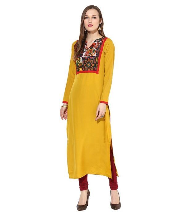 La Firangi Yellow Crepe Straight Kurti