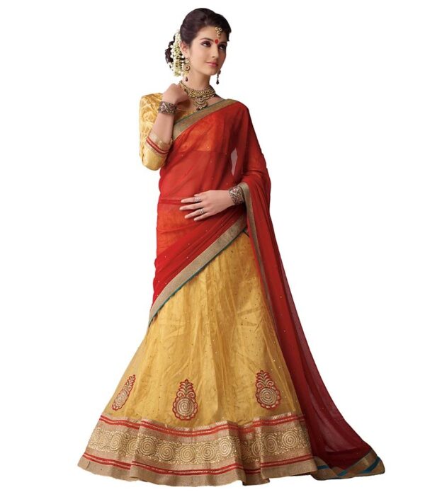 Melluha Beige Net Lehenga