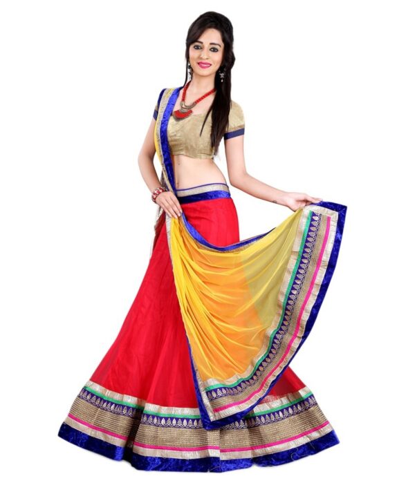 Anu Clothing Red Net Lehenga
