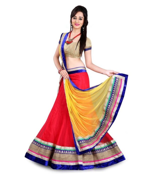 Rajeshwar Fashion Red Pure Georgette Lehenga