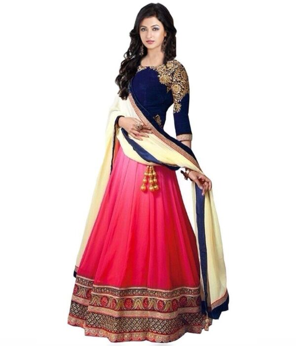 Vibhudarshan Enterprise Pink Faux Georgette Lehenga