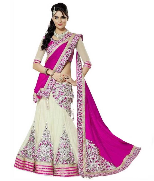 krishana all new designer saree Pink Cotton Lehenga