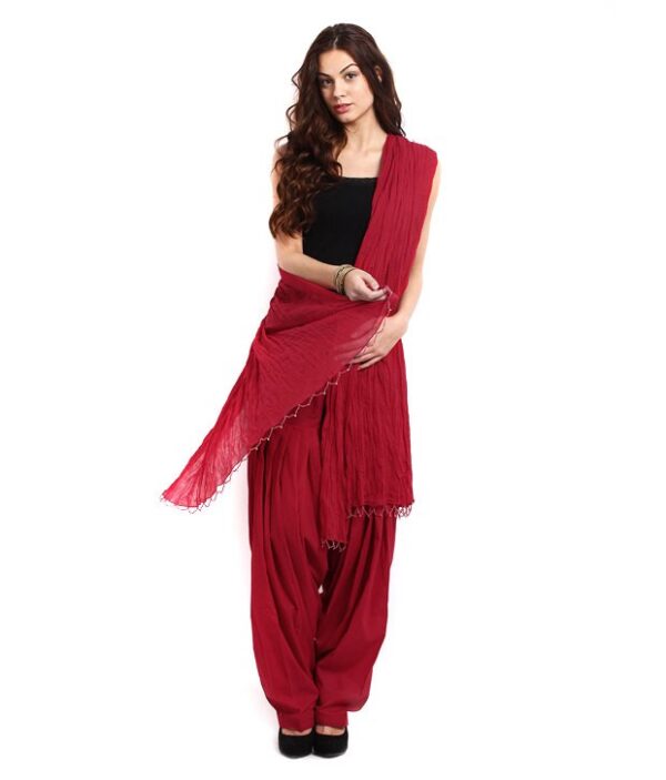 Pistaa Bright Maroon Patiala Salwar With Dupatta