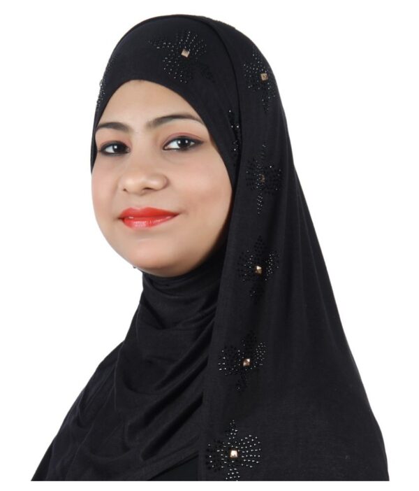 Alizia Enterprise Black Cotton Stitched Hijabs