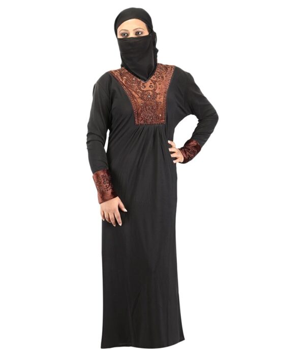Hawai Black Rayon Stitched Burqas With Hijab
