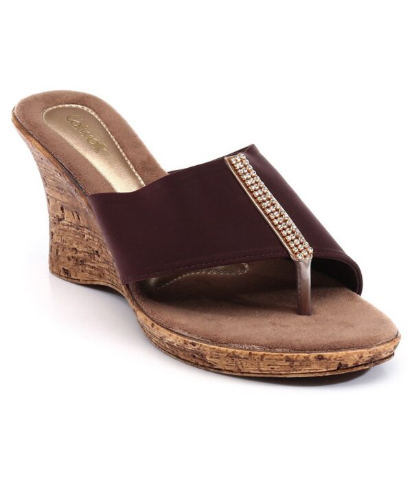 Catwalk Brown Heeled Slip On