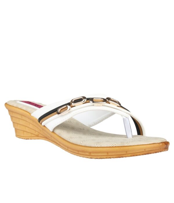 Trewfin White Heeled Slip Ons