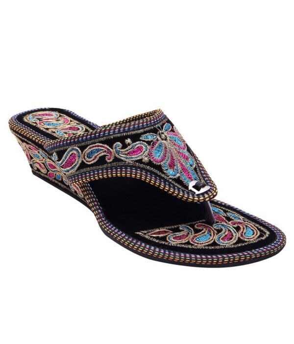 E-Handicrafts Black Wedge Slip-ons