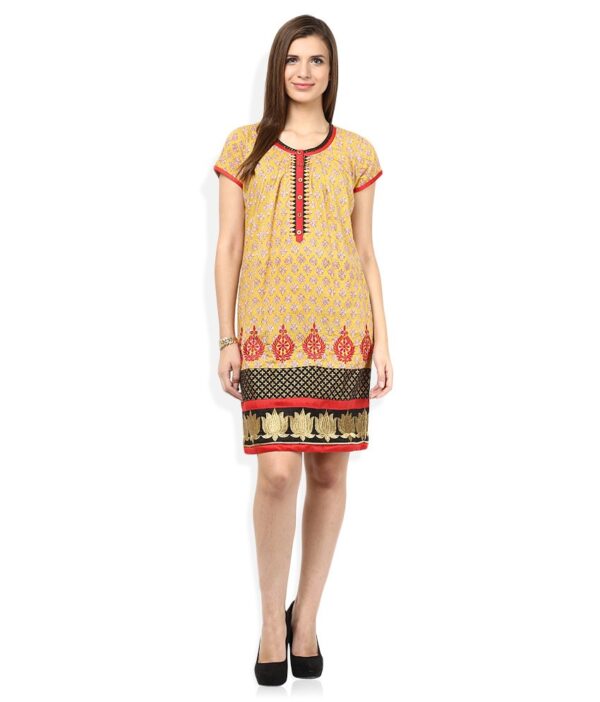 Gili Yellow Round Neck Dresses