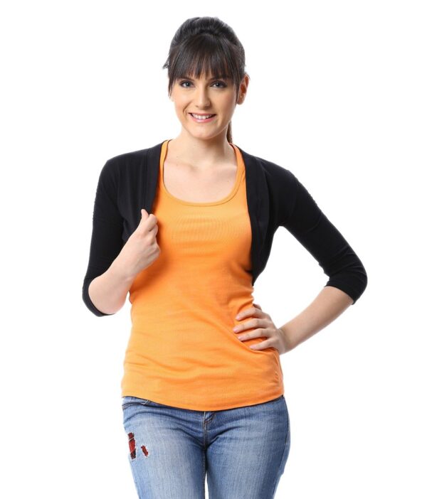 Espresso Black Cotton Lycra Shrugs