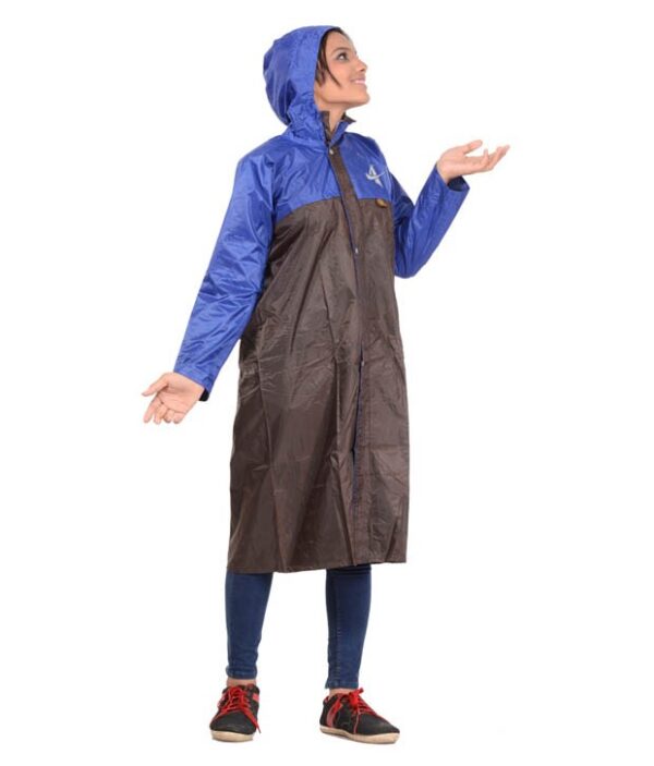 Allwin Brown Polyester Long Raincoat