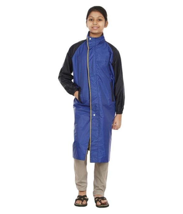 Rainfun Blue and Black Long Raincoat