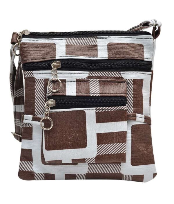 Hawai Brown & White Block Pattern Sling Bag (small)
