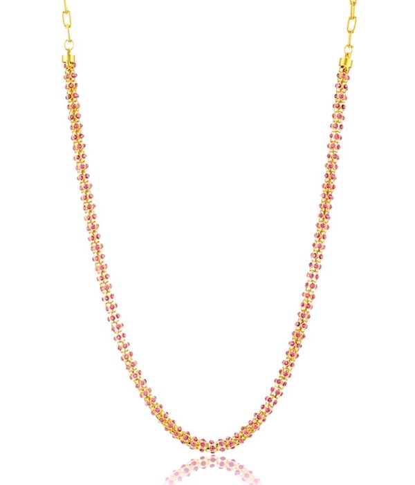 Donna Alloy Gold Plating Crystal Studded Pink Coloured Chain
