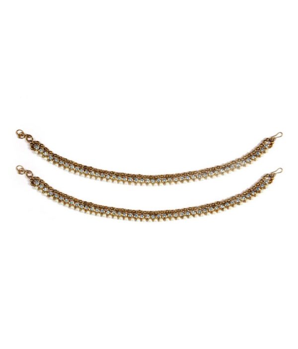 Luxor Pair of Ethnic Stone and Pearl Anklets