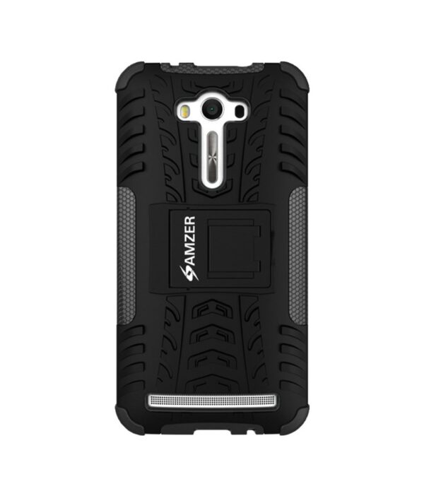 Amzer Hybrid Warrior Case - Black/ Black for Asus Zenfone 2 Laser ZE550KL
