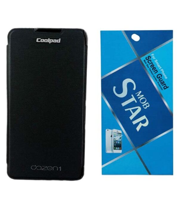 SBG Black Flip Cover for Coolpad Dazen 1 with Mobstar Diamond Screenguard.