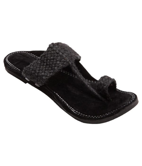 Royal Collection Black Jute Kolhapuri Chappal