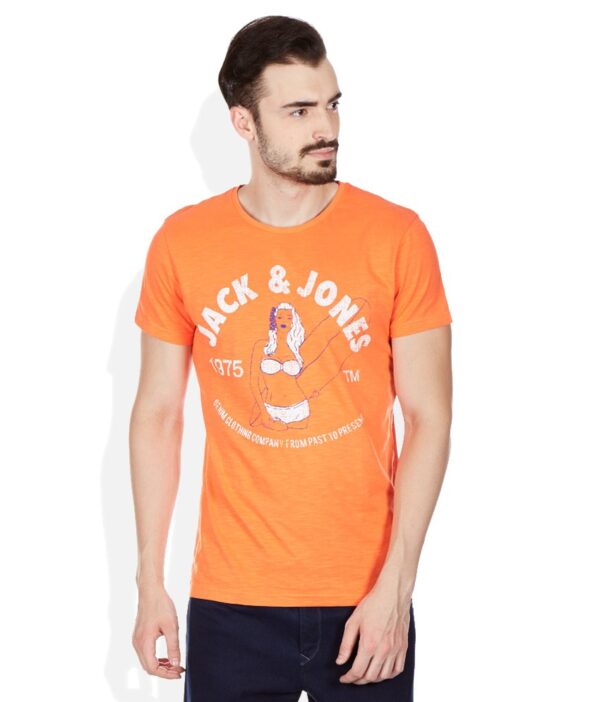 Jack & Jones Orange Round Neck T Shirt