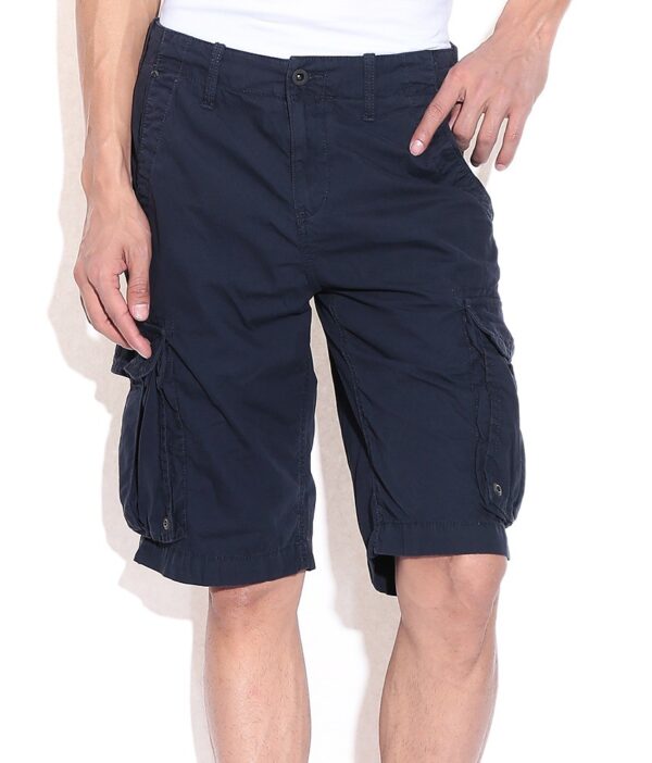 Celio Blue Cotton Solid Shorts
