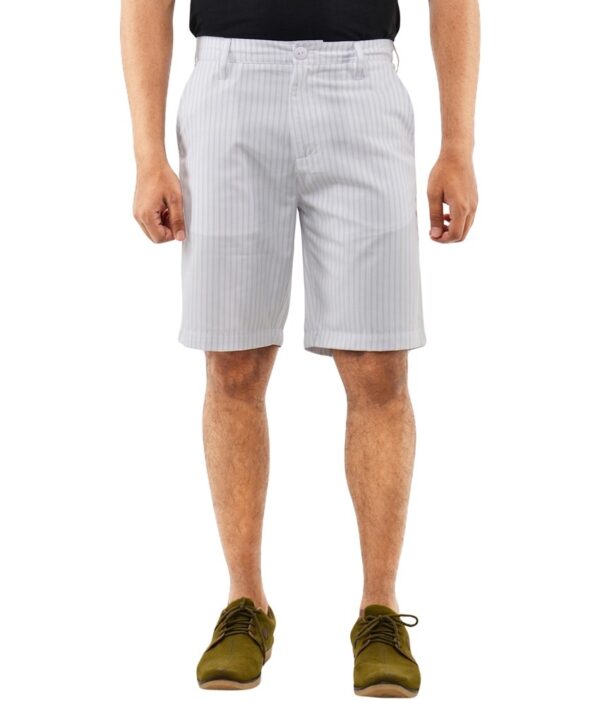 Blue Wave - White Cotton Blend Casual Shorts for Men