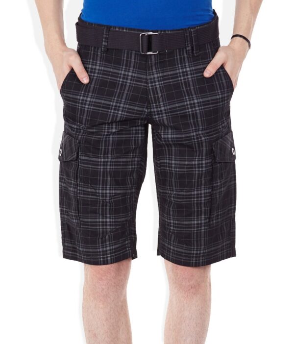Celio Black Checked Shorts