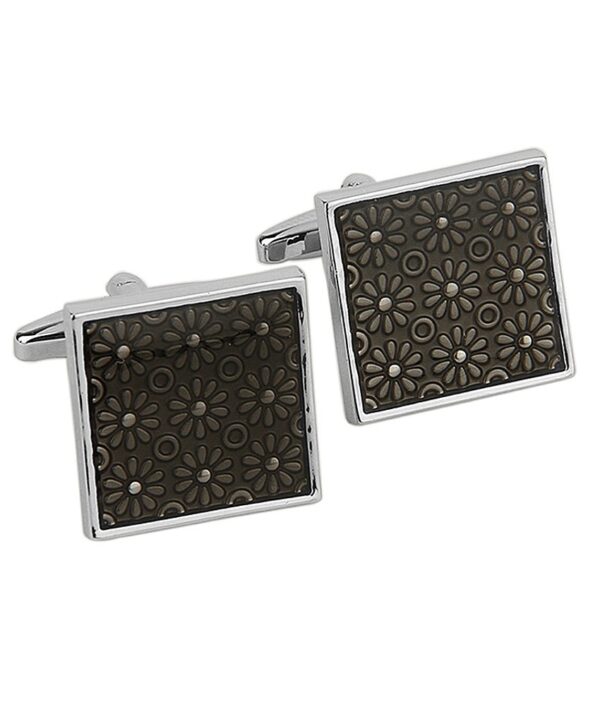 Lino Perros Gray Metal Enamel Cufflinks