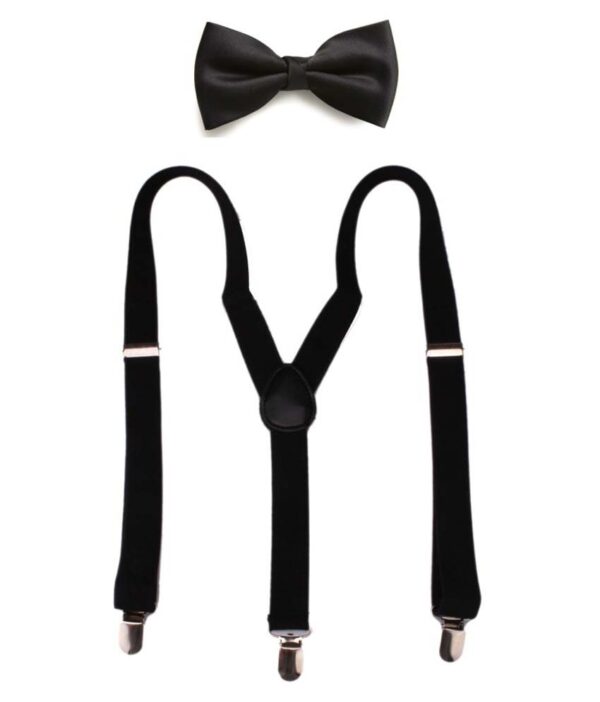 Civil Outfitters Black Polyester Suspender & Bow