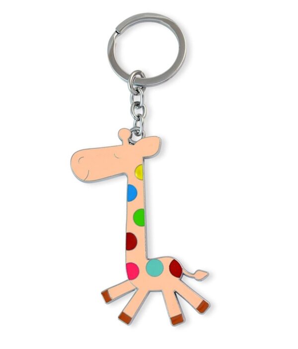 Sarah Giraffe Silver Metal Key Chain