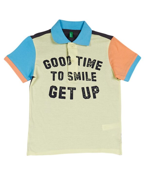 UCB Short Sleeve Green Solid Polo T-Shirt For Kids