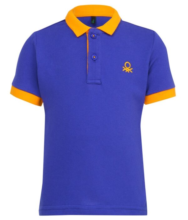 United Colors of Benetton Blue Solid Polo T-Shirt
