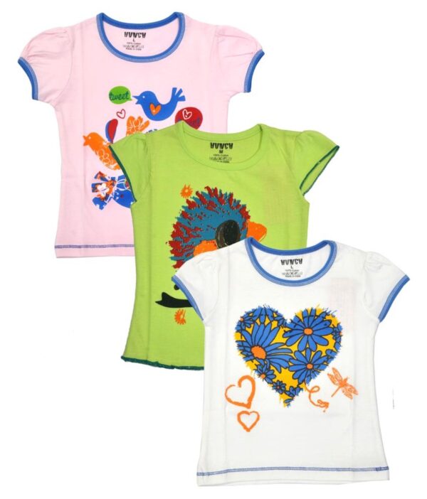 Hunch Multicolour Cotton T Shirts For Girls Pack Of 3