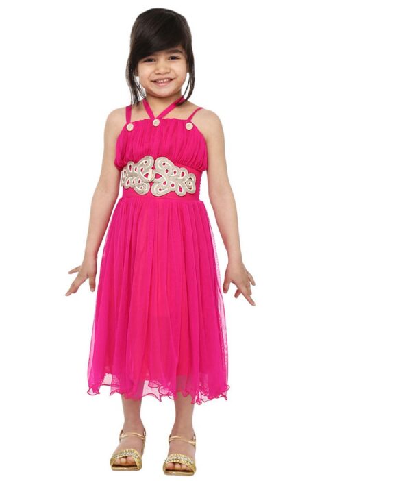Tiny Toon Pink Sleevless Knee Length Synthetic Girls Dress