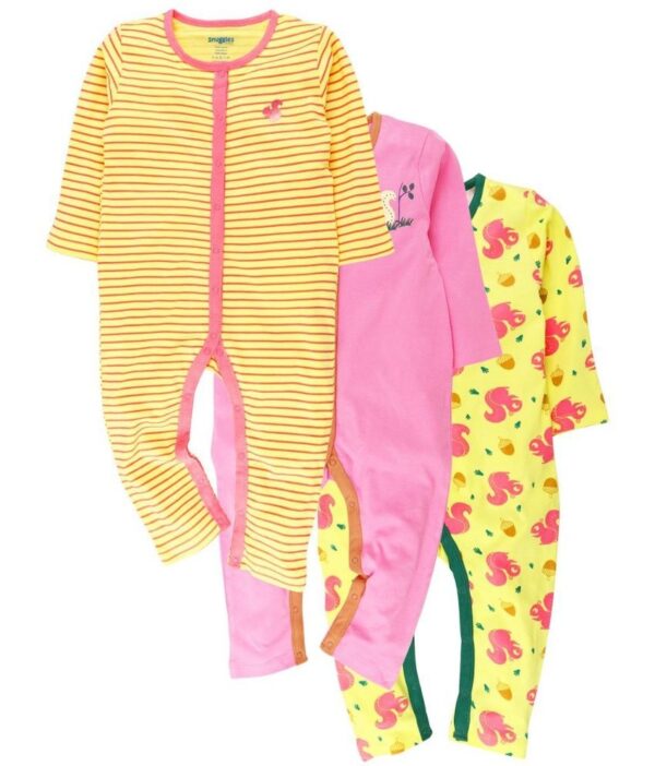 Snuggles Multicolor Romper - Pack Of 3