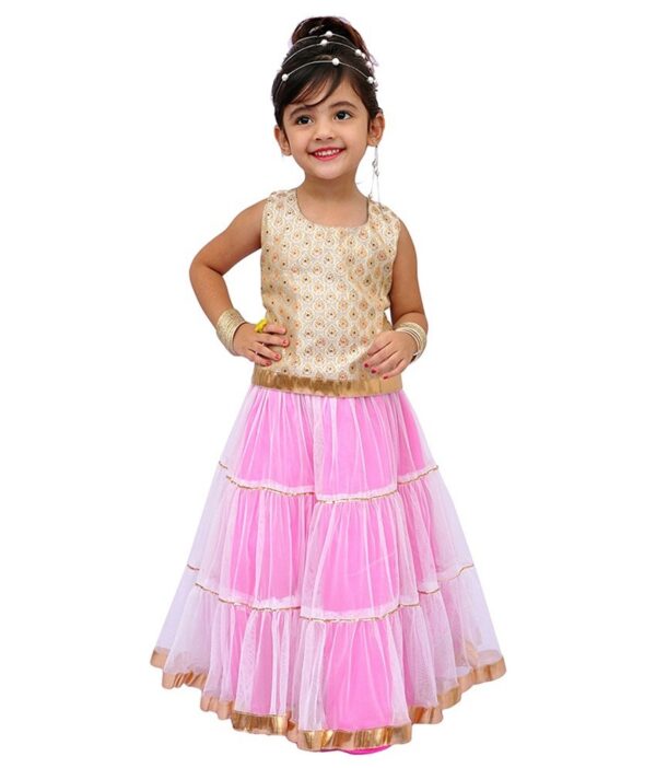 Kilkari Pink Cotton Blend Ghaghara Set
