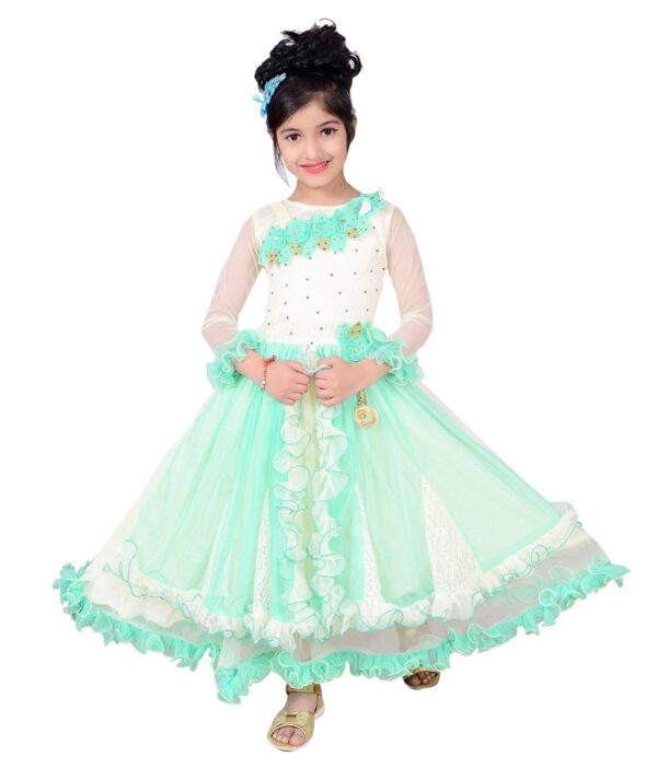 nterprises Beige and Green Frock