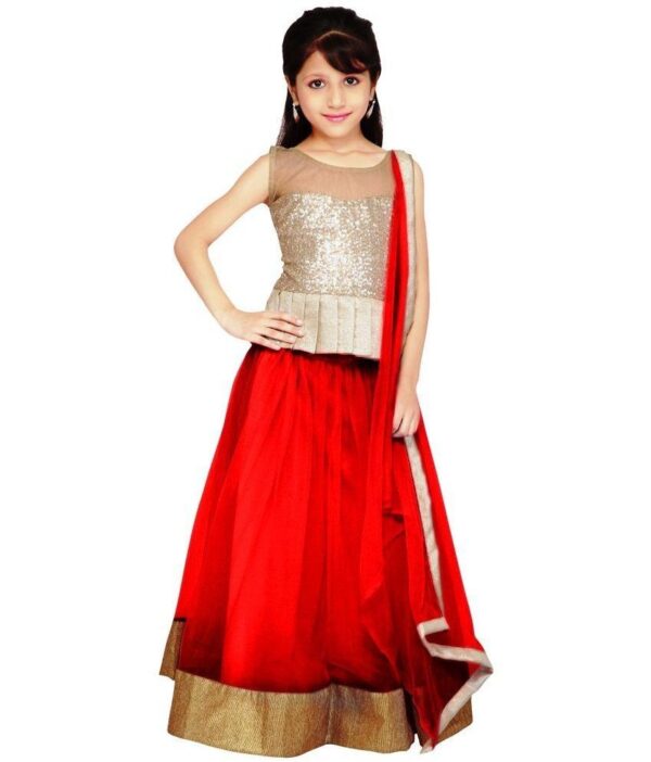 Najara Fashion Red Net Semi Stitched Lehenga
