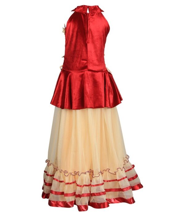 Crazeis Red & Beige Lehenga Choli For Girls