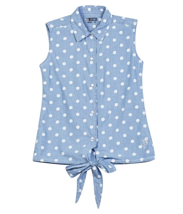 Gini & Jony Blue Cotton Sleeveless Woven Top