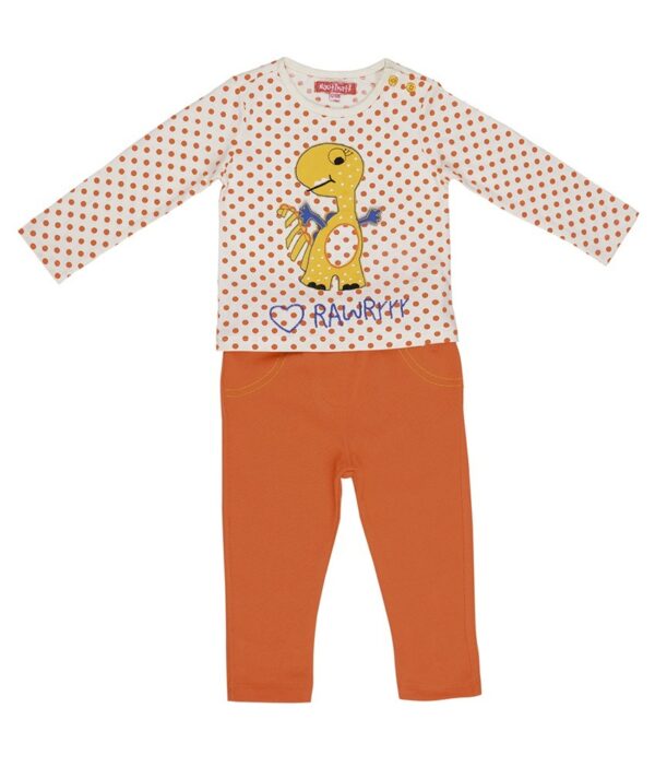 Nauti Nati White & Orange Printed Top & Jeggings