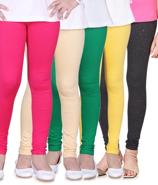 Sinimini Pack of 5 Multi Colors Trendy Leggings For Kids