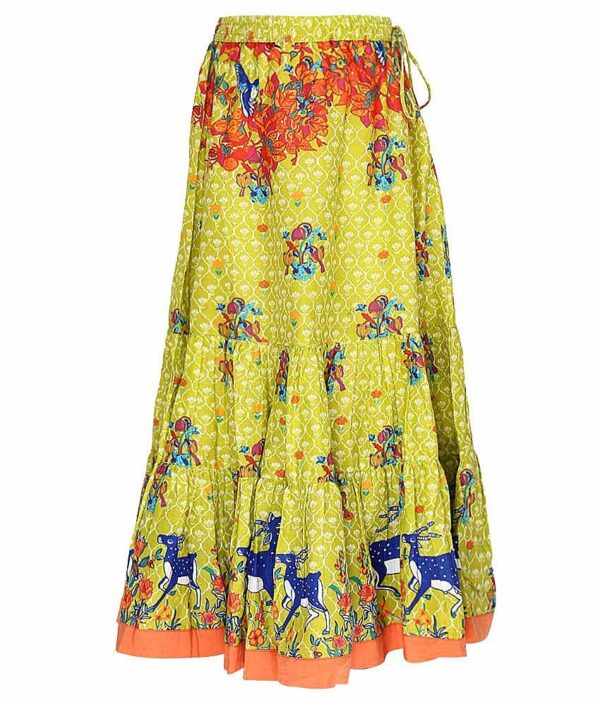 Biba Lime Green Printed Long Skirt