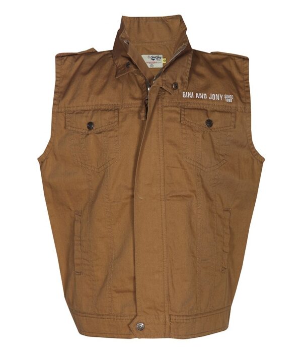 Gini & Jony Beige Polo Neck Sleeveless T-Shirt